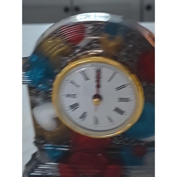 Handmade Resin Desk Clock Decoration Gift Clear With Multi Colored Hearts 731 - Picture 5 of 9